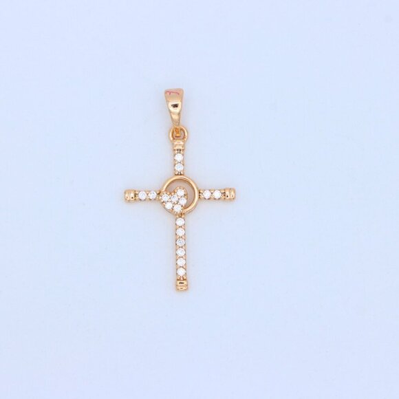 "Rose Gold Cross Pendant with Heart Accent and Sparkling CZ Stones, XPPT1818 - Picture 9 of 13